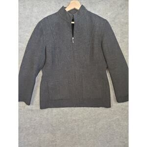 Alexandra Bartlett Women's Petite Size PL Gray Wool Zip Up Jacket Pockets